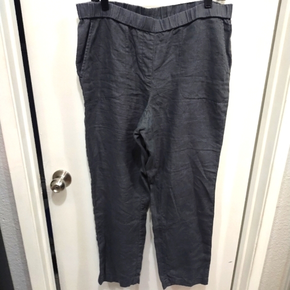 Purejill  Gray 100% Linen Straight / Rolled Up Pants - Picture 1 of 12